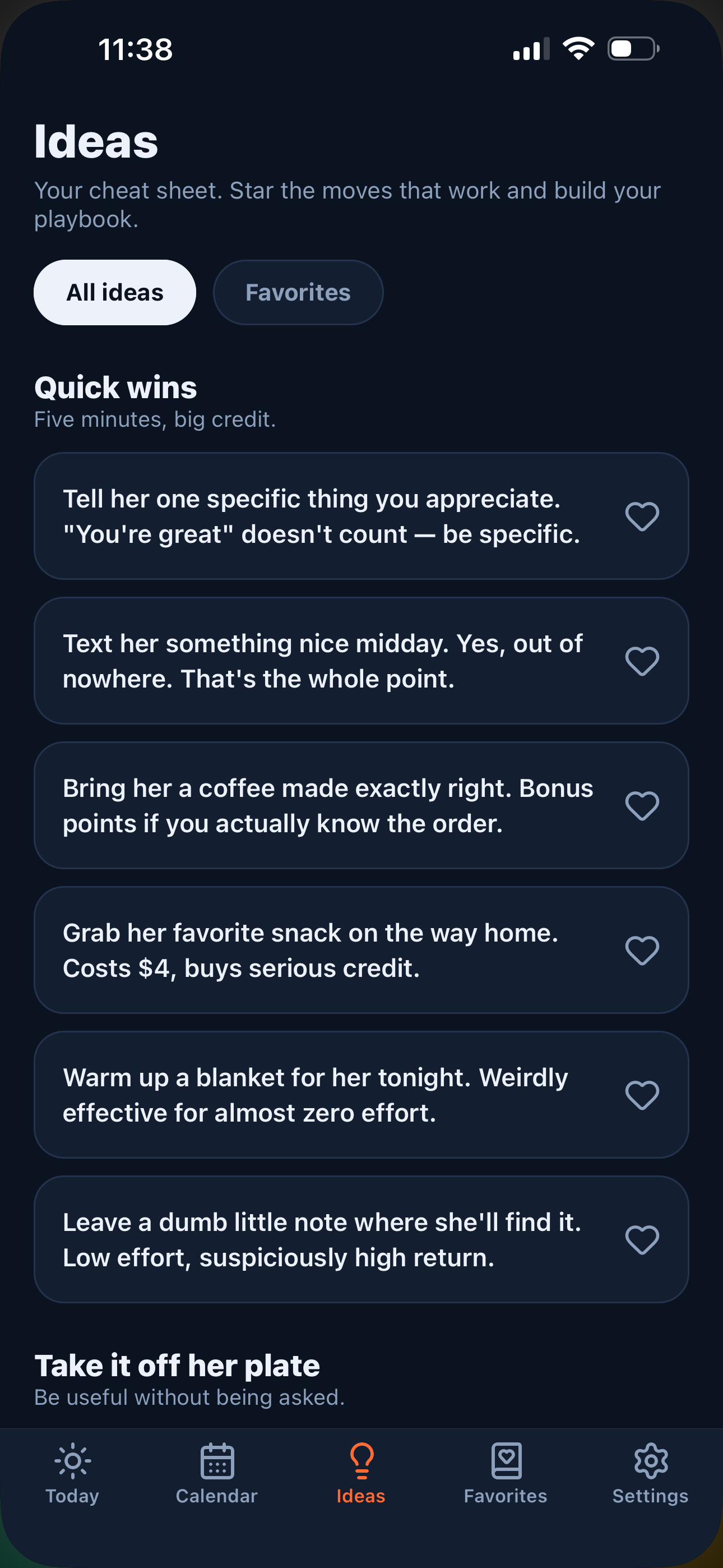 Ideas screen